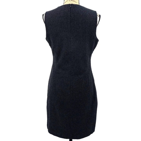 Gap Women Dress‎ Sz 8 Grey Wool Blend Sleeveless Zipper Back V- Neck - Picture 2 of 9